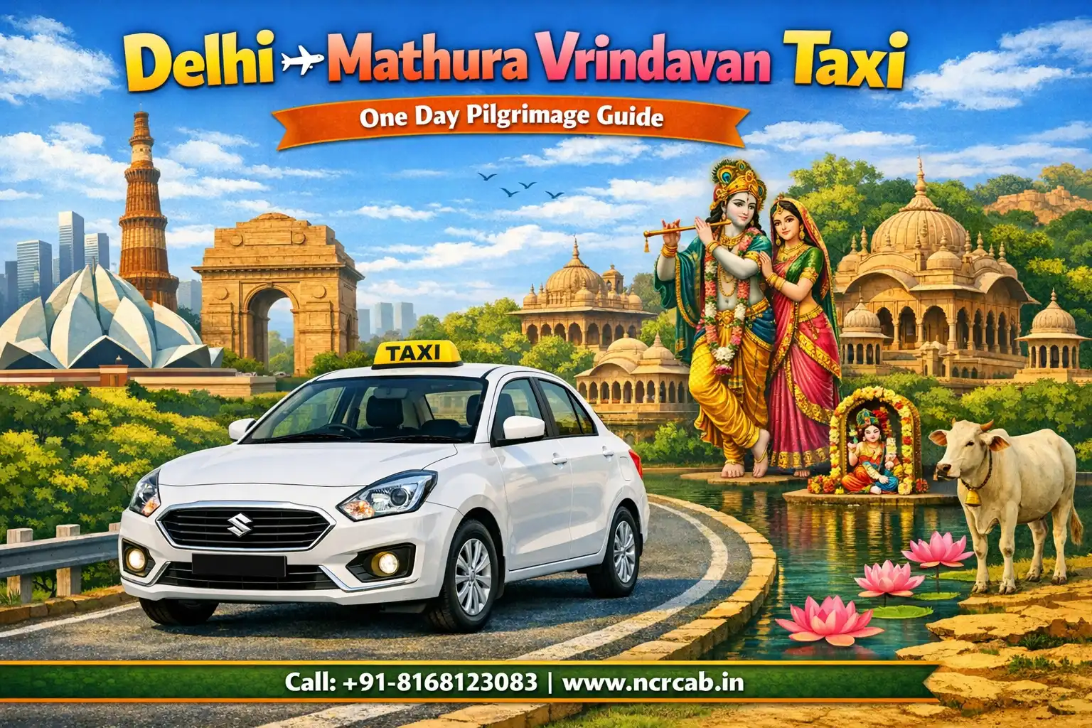 Delhi to Mathura Vrindavan Taxi — One Day Pilgrimage Guide