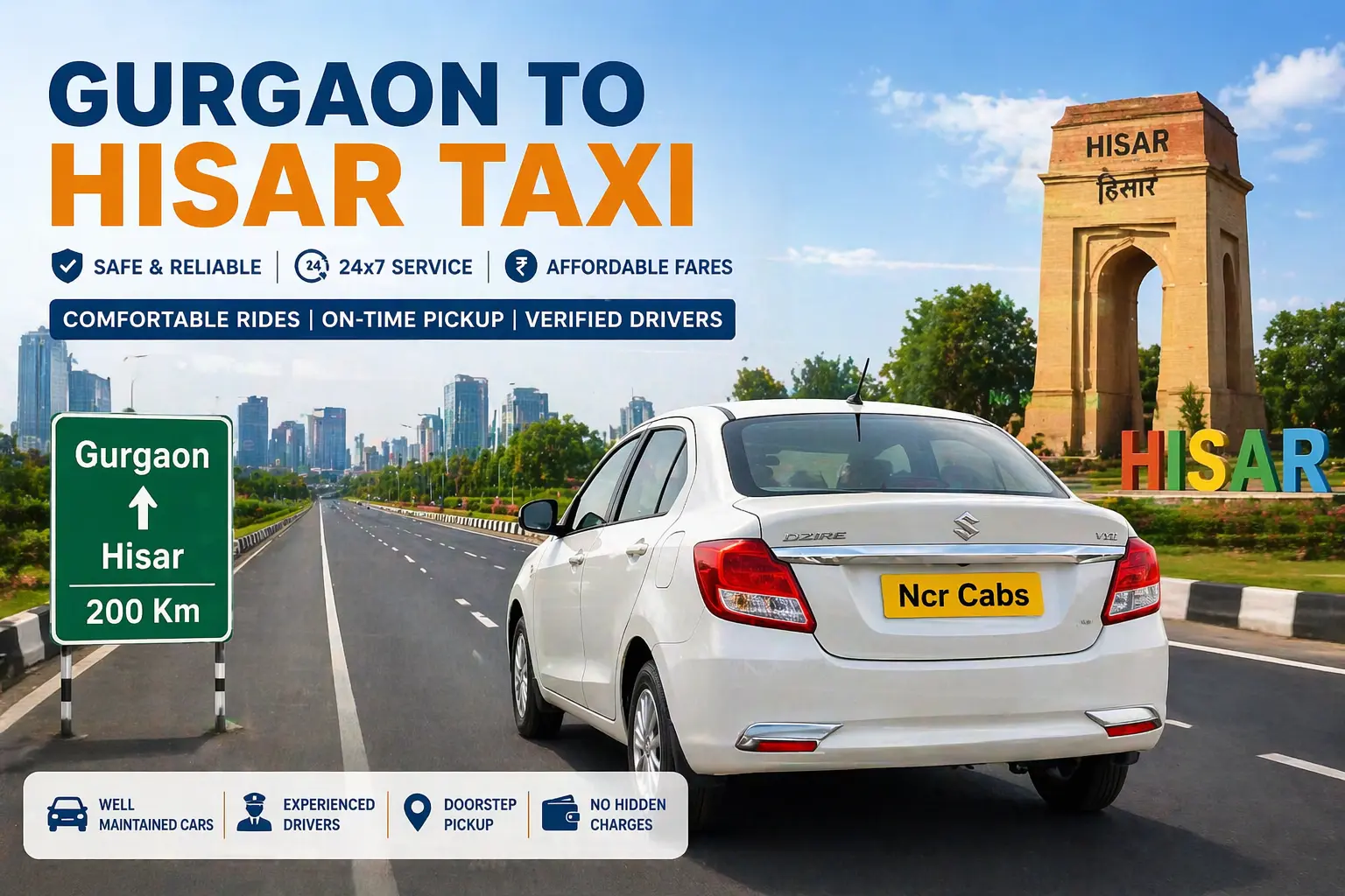 Gurgaon to Hisar taxi — NCR Cabs cab service on NH-9 Western Peripheral Expressway