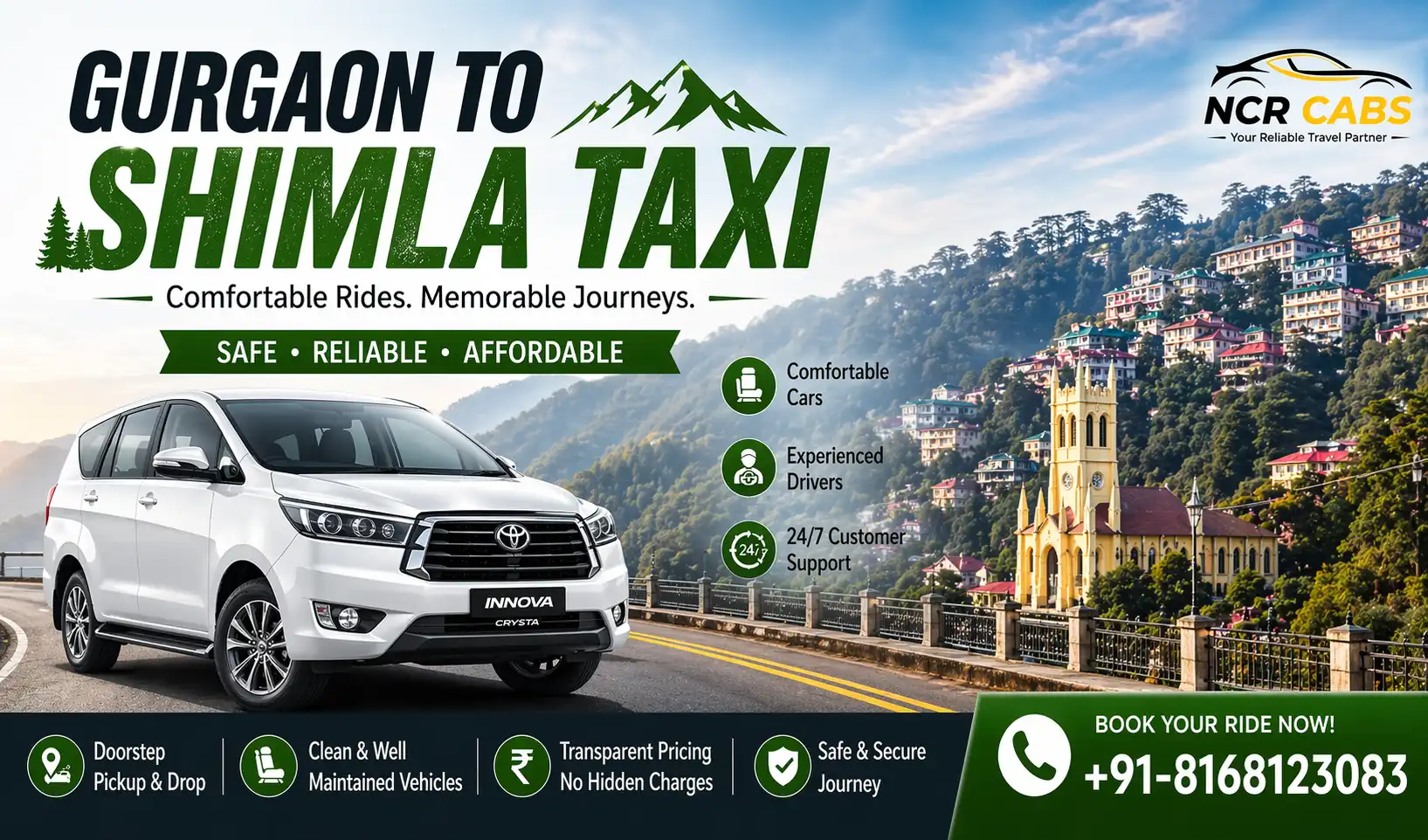 Gurgaon to Shimla taxi — NCR Cabs Innova Crysta on NH-5 mountain route