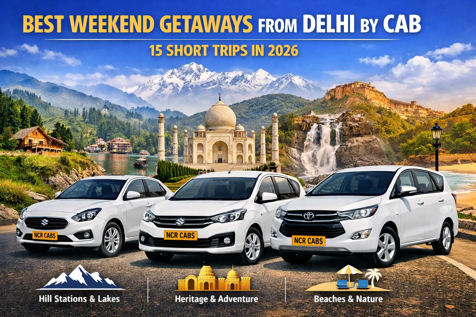 Best Weekend Getaways from Delhi by Cab — 15 Short Trips in 2026