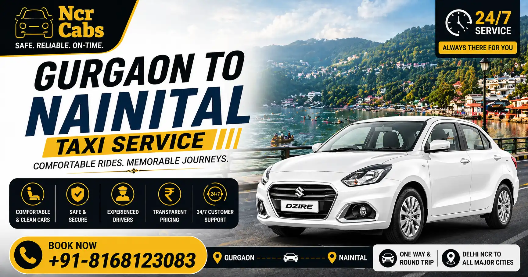 Gurgaon to Nainital taxi — NCR Cabs cab service at Naini Lake Nainital Uttarakhand